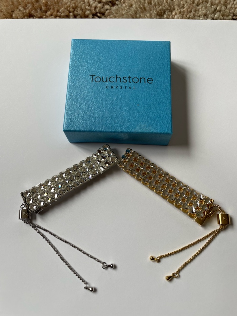 Touchstone Crystal Out And About Slide Bracelet, Silver Color.